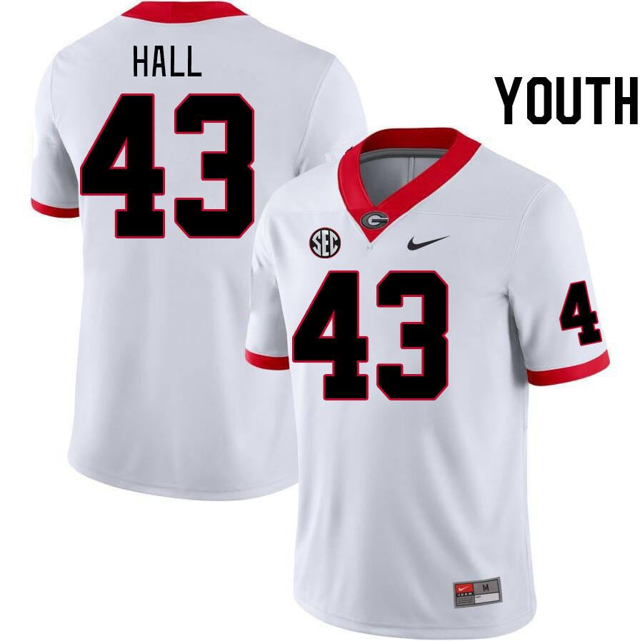 Youth #43 Ali Hall Georgia Bulldogs College Football Jerseys Stitched-White